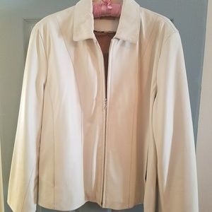 Cream-colored leather women's jacket